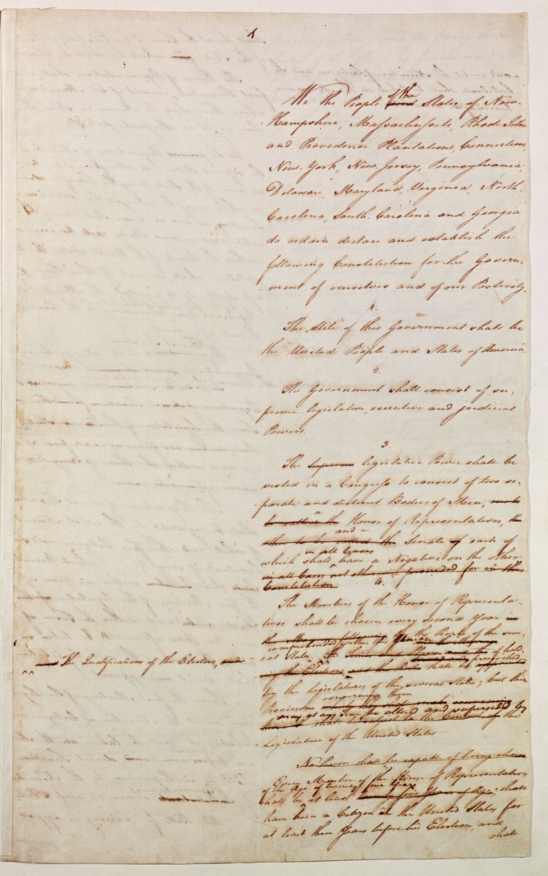 Primeiro esboço da Constituição dos Estados Unidos, 1787 de American School