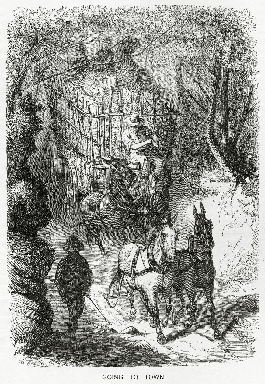 Going to Town, ilustração para uma reportagem especial, A Community of Outcasts, de Appletons Journal, 23 de março de 1872 de American School