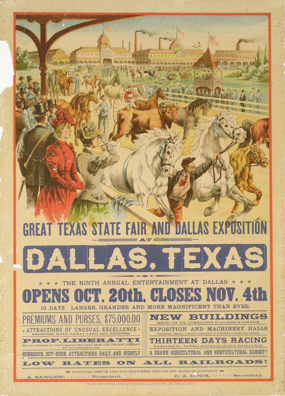 Grande cartaz justo do estado de Texas, 1894 de American School