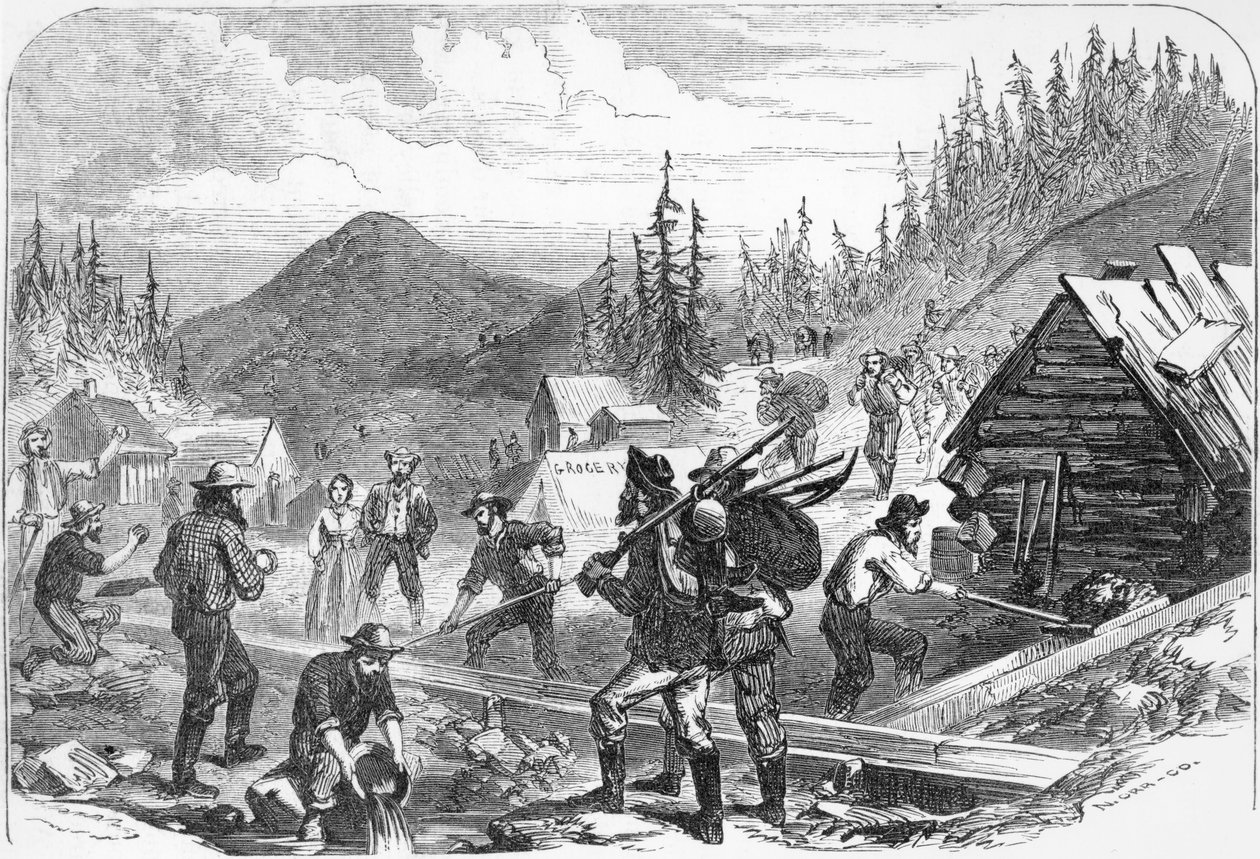 Gregory Gold Diggings, Colorado, gravado por G. Orr, maio de 1859 de American School