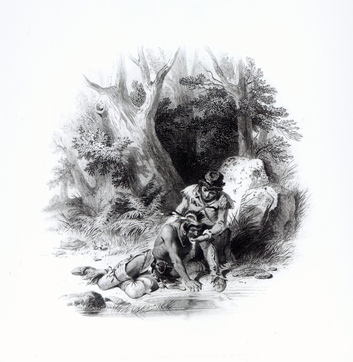 Ilustração de &39;O Último dos Moicanos&39; de James Fenimore Cooper (1789-1851) de American School