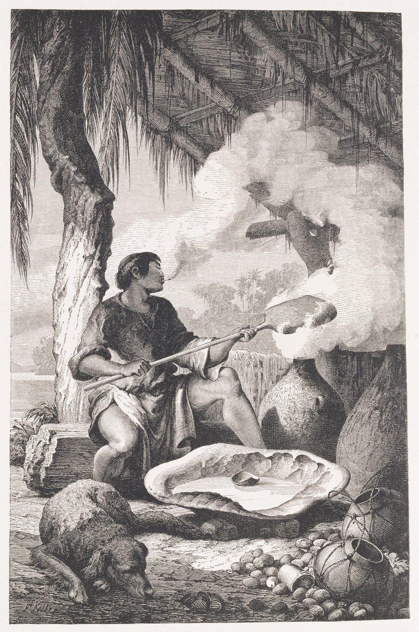 Manufatura da Índia-borracha nas margens da Madeira, de &39;A Amazônia e a Madeira&39;, de Franx Keller, 1874 de American School