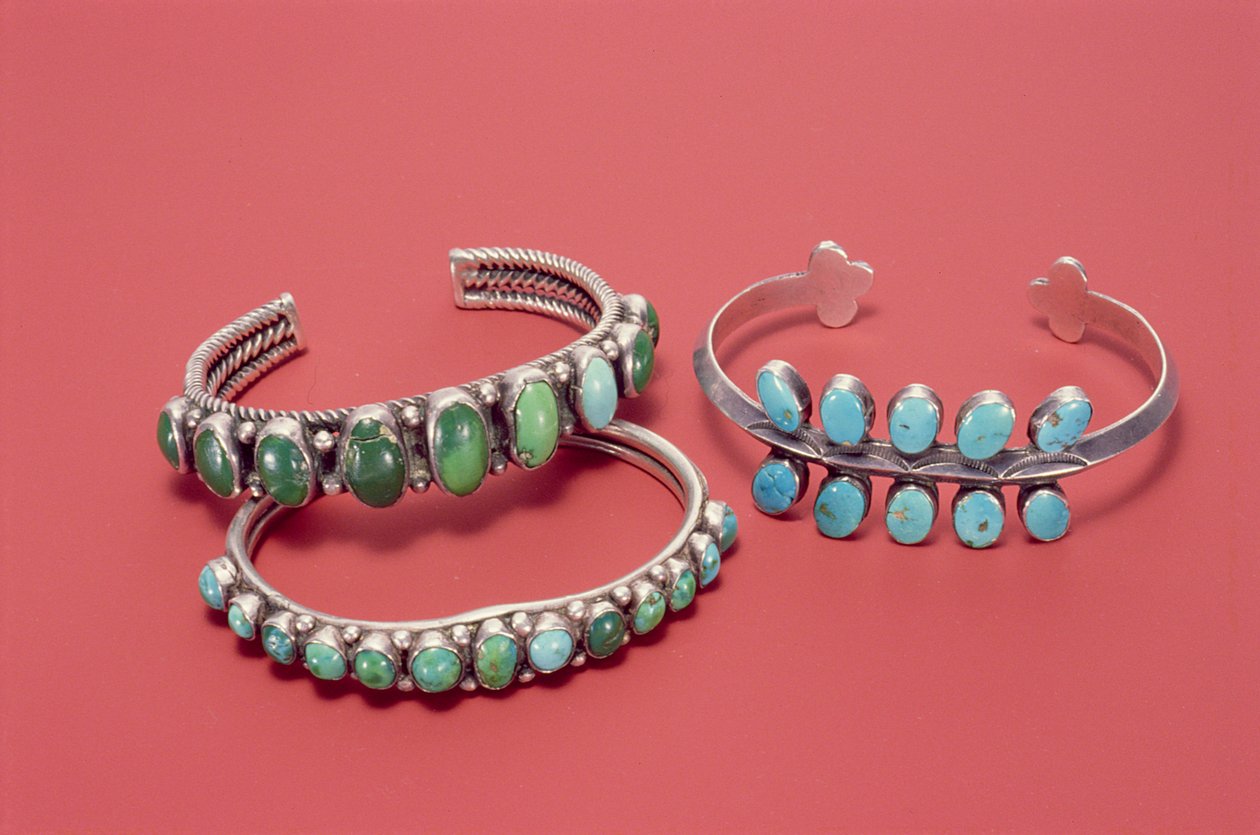 Pulseiras Navajo (prata e turquesa) de American School