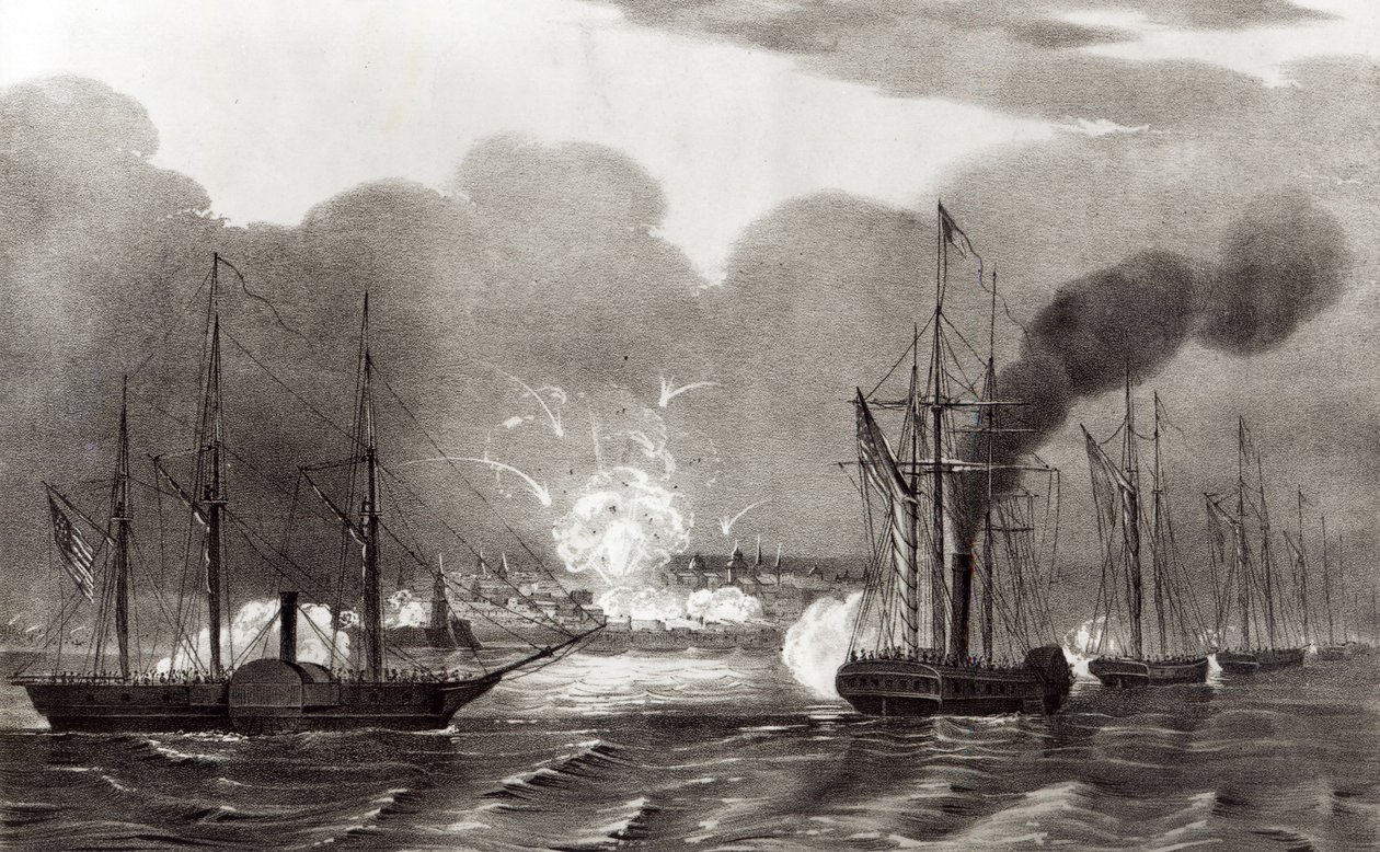 Bombardeio Naval de Vera Cruz, março de 1847, pub. por Currier e Ives, 1847 de American School