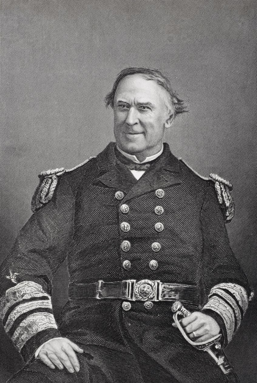 Retrato do almirante David Glascoe Farragut (1801-70) de American School
