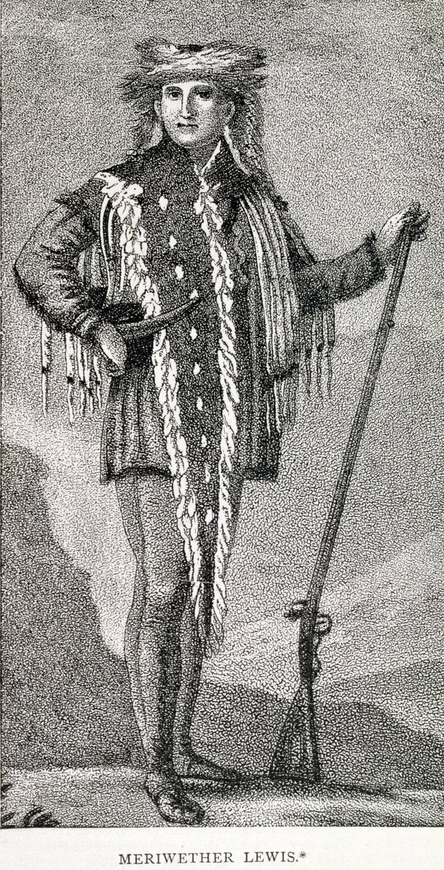 Retrato de Meriwether Lewis (1774-1809) gravado por Stuckland, publicado na Revista Analética, 1815 de American School