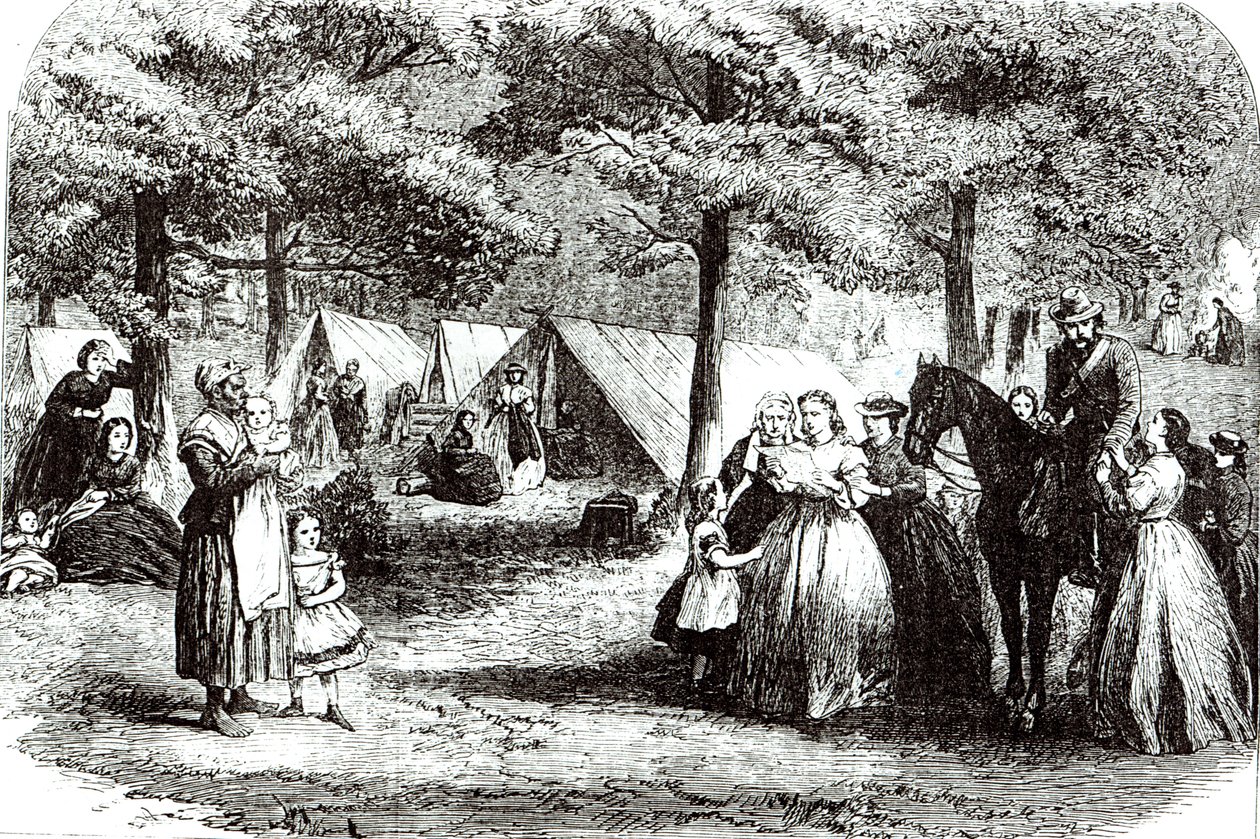 Refugiados do sul acampando na floresta perto de Vicksburg, 1863 de American School