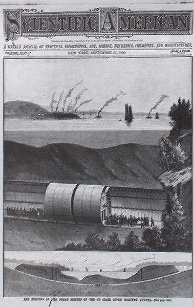 Túnel Subterrâneo sob o Rio St. Claire, da Scientific American 13 de setembro de 1890 de American School