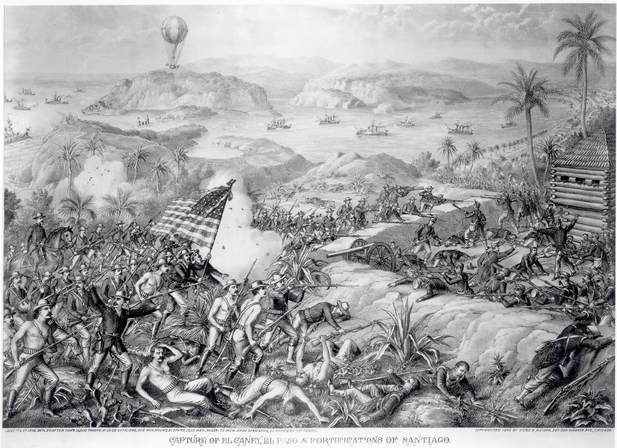 A captura de El Caney, El Paso e fortificações de Santiago, julho de 1898 de American School