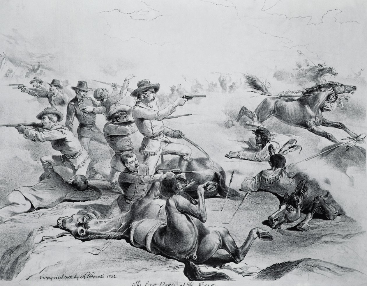 A última batalha do general Custer, 25 de junho de 1876, c.1882 de American School