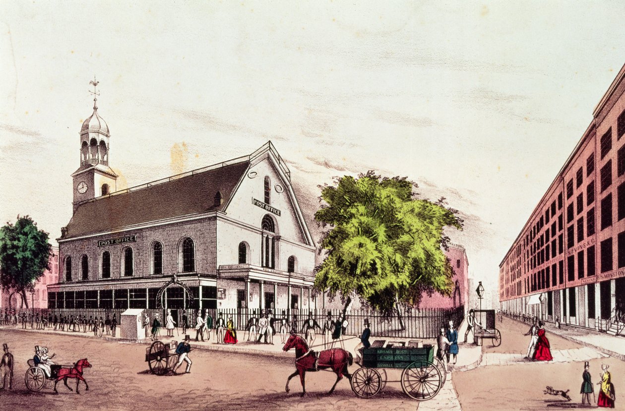 Os Correios, Nova York, gravados por Nathaniel Currier (1813-88) de American School
