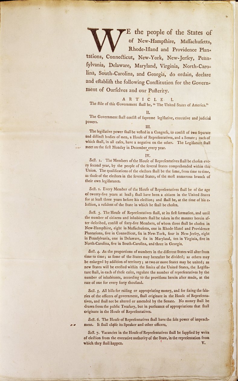 A Constituição dos Estados Unidos, 1787 de American School