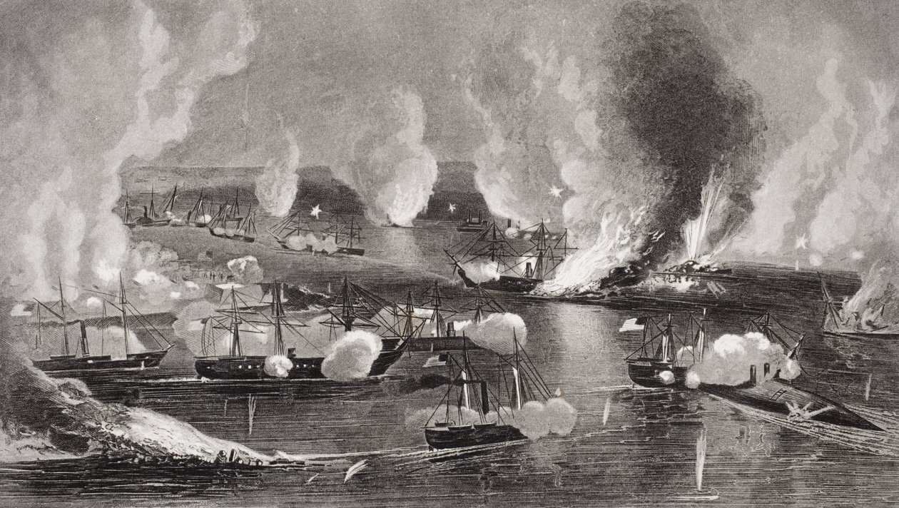 A captura de Fortes Jackson e St. Philip durante a Guerra Civil Americana, Louisiana 1862 de American School