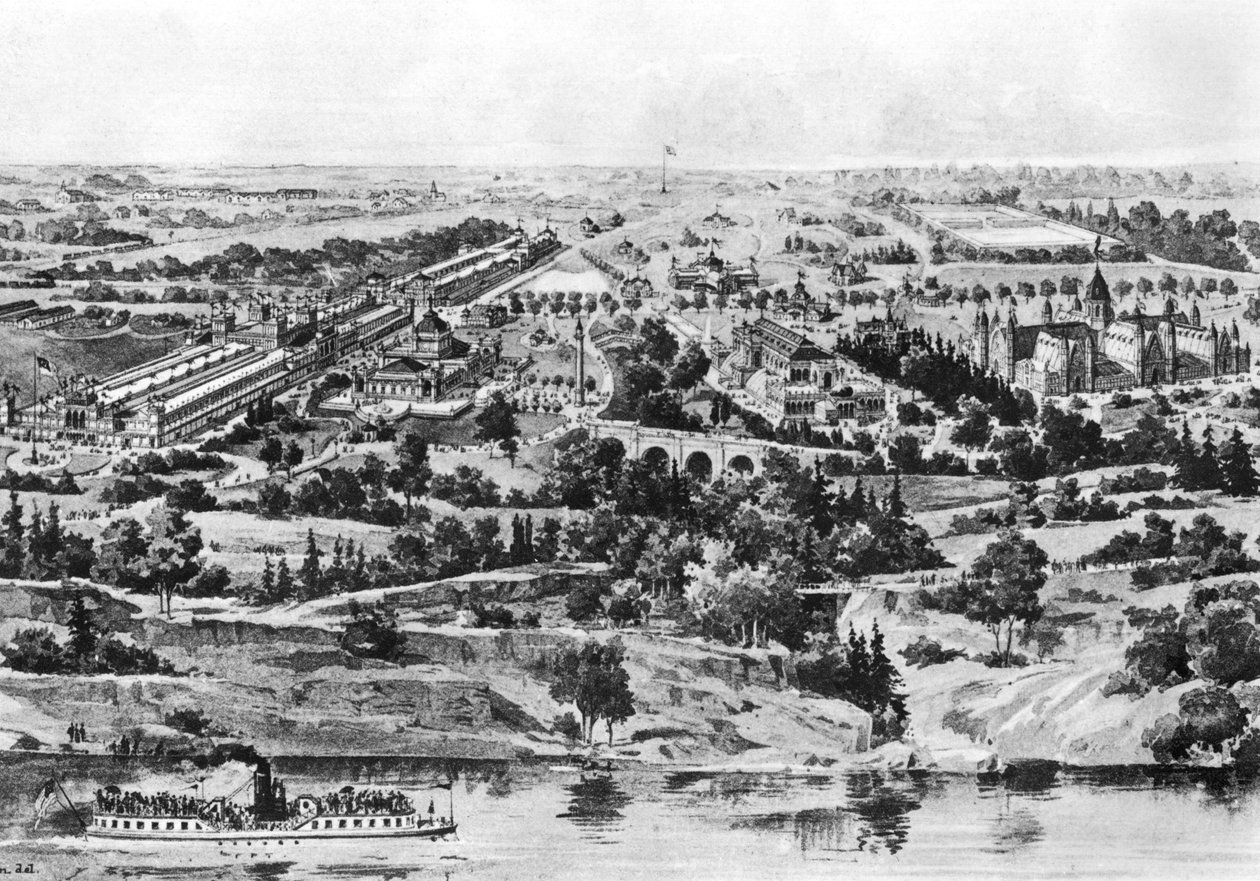 Vista da Exposição Centenária, Filadélfia, 1876 de American School