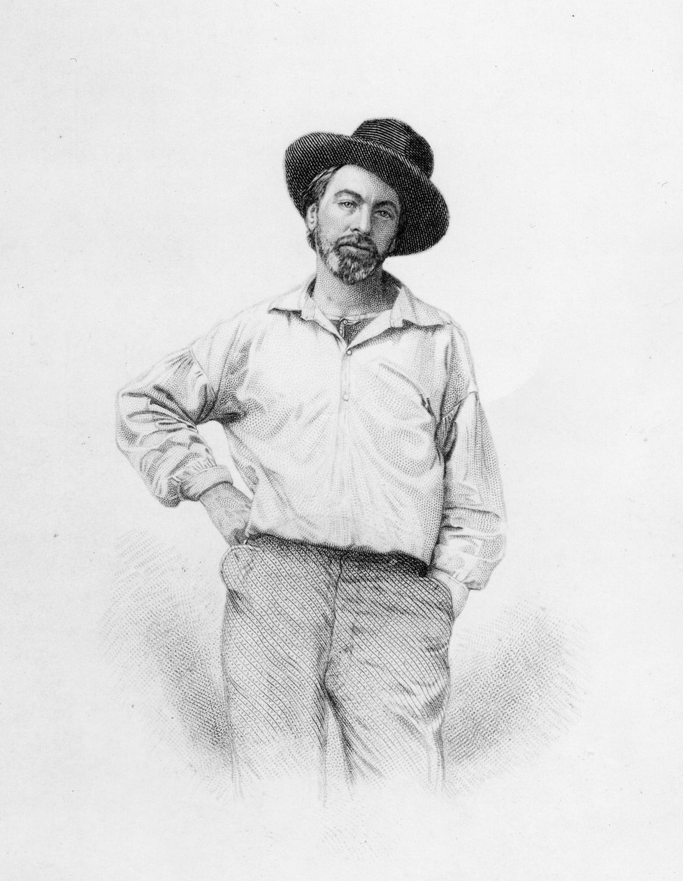 Walt Whitman, frontispício de &39;Leaves of Grass&39;, 1855 de American School