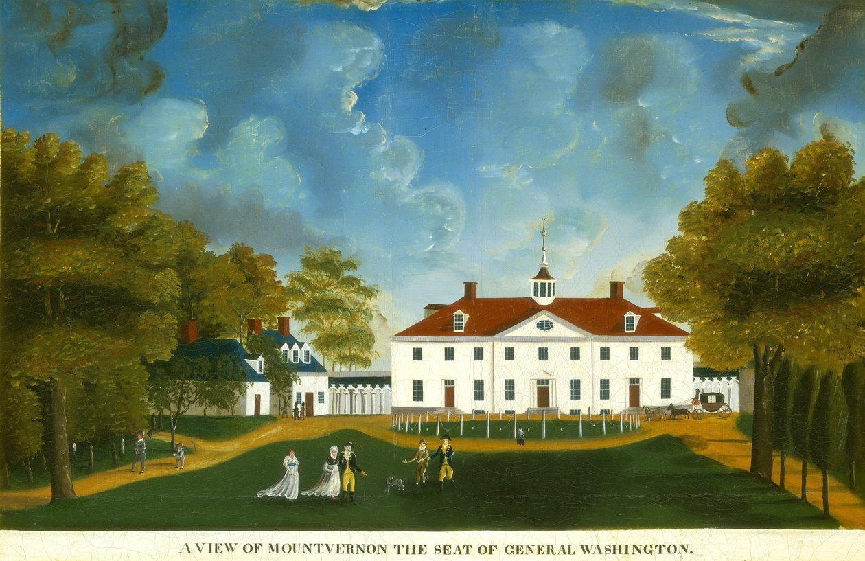 Uma vista de Mount Vernon de American 18th Century