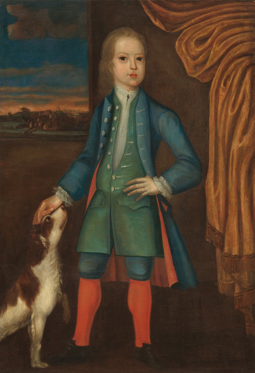 menino de casaco azul de American 18th Century