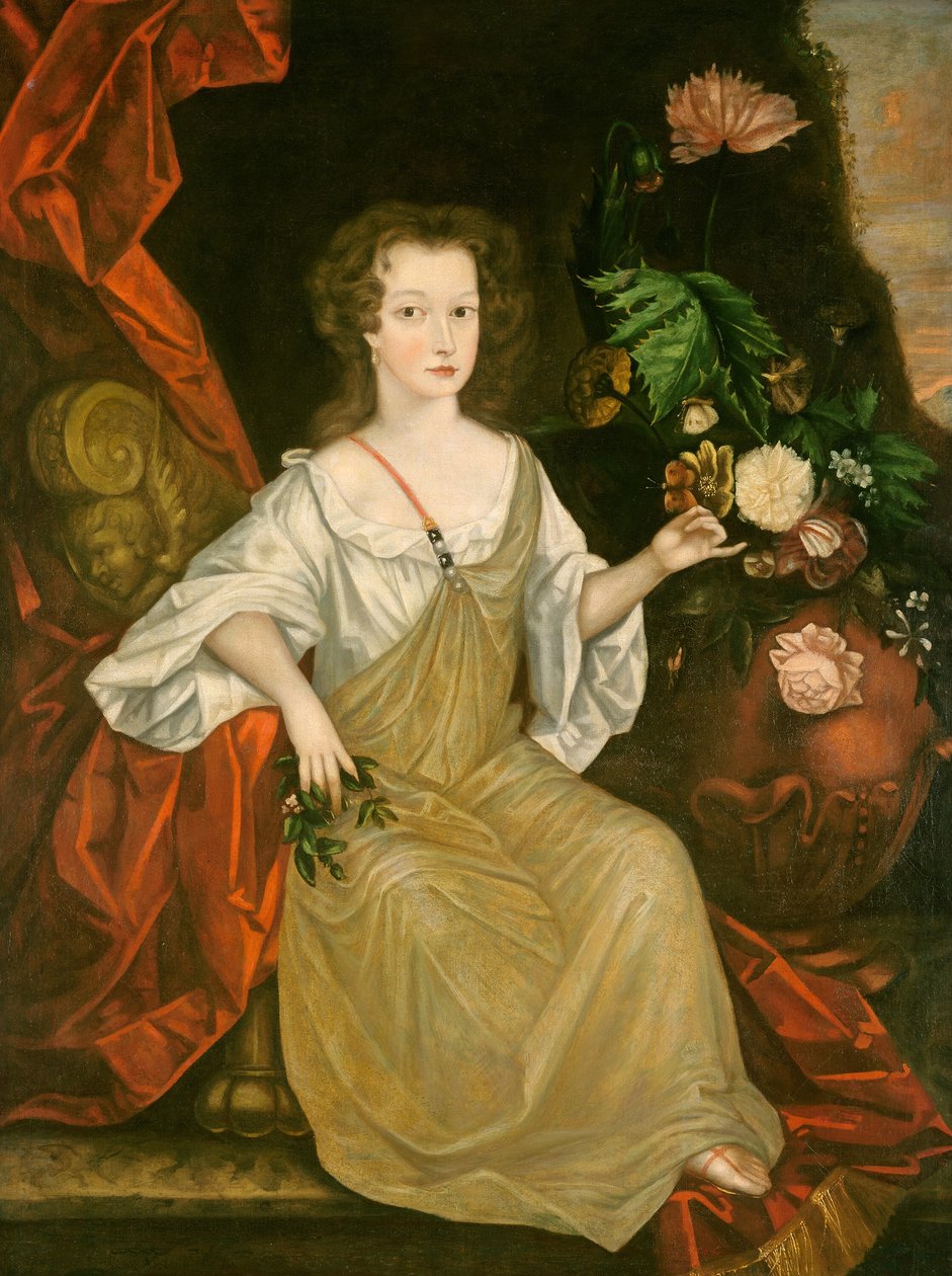 Mulher jovem com uma borboleta de American 18th Century