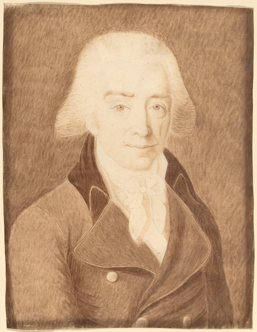 Homem em um grande casaco de American 18th Century or Possibly Joseph Badger