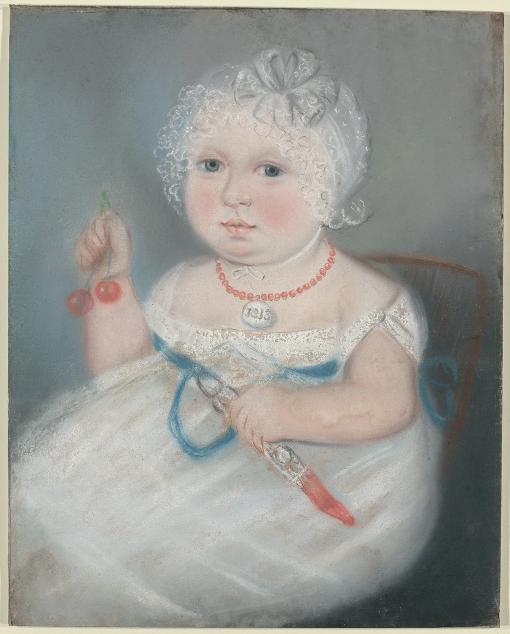 Bebê com medalhão de American 19th Century