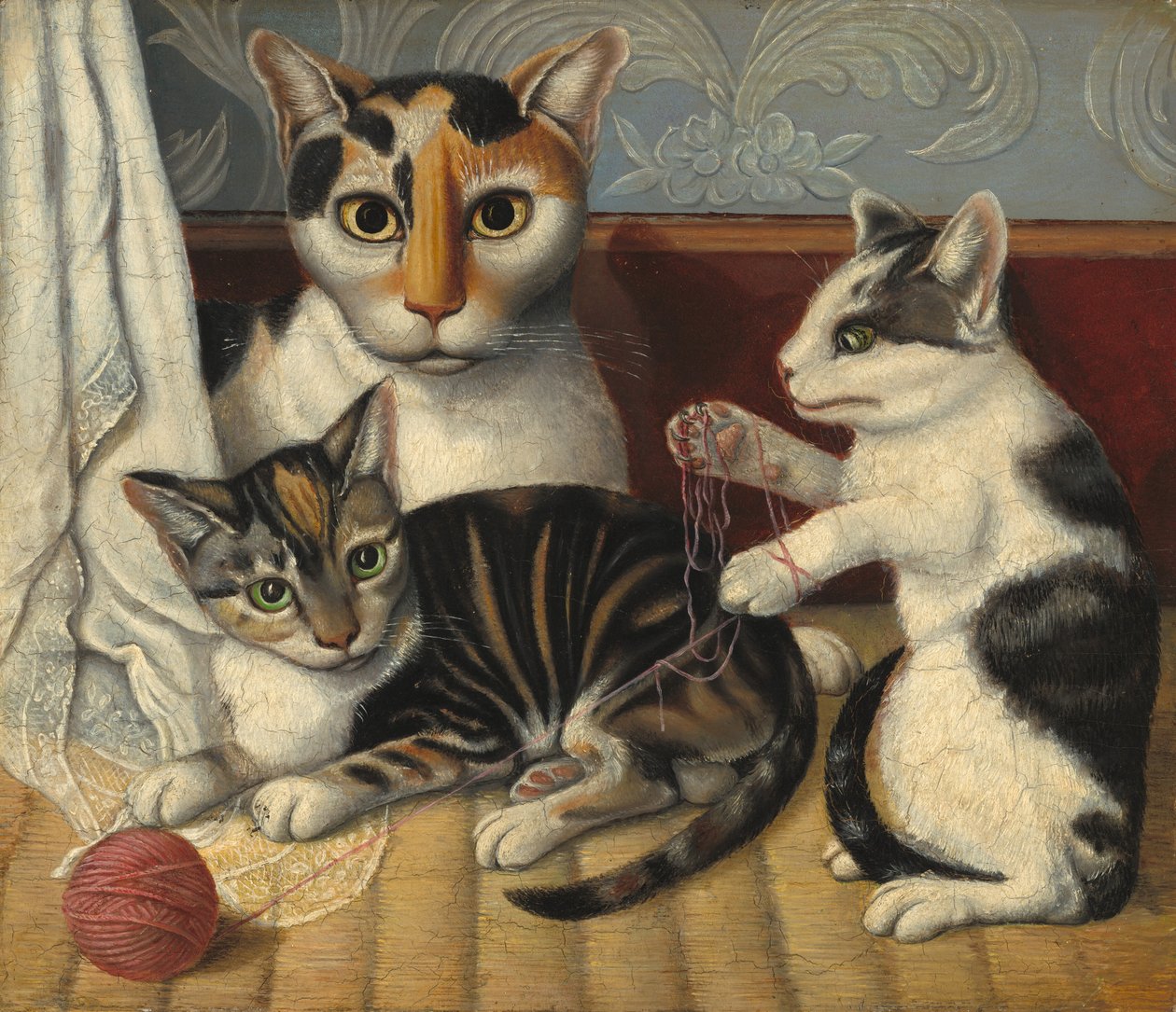 gato e gatinhos de American 19th Century