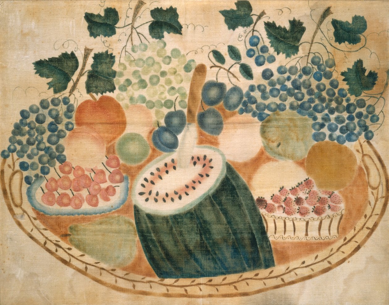 Fruta em uma bandeja de American 19th Century