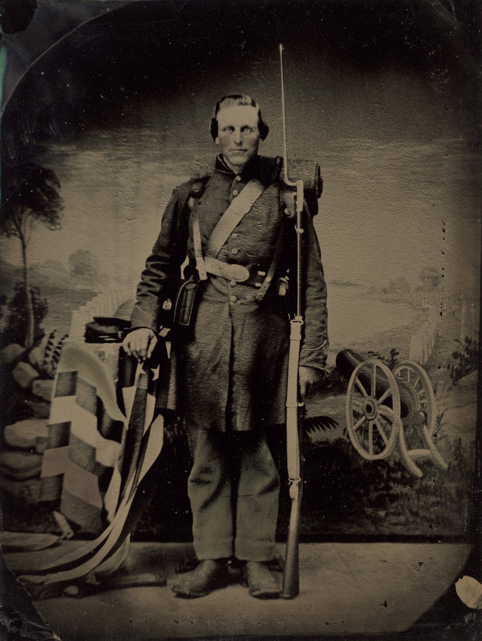 Retrato de um soldado da guerra civil de American 19th Century