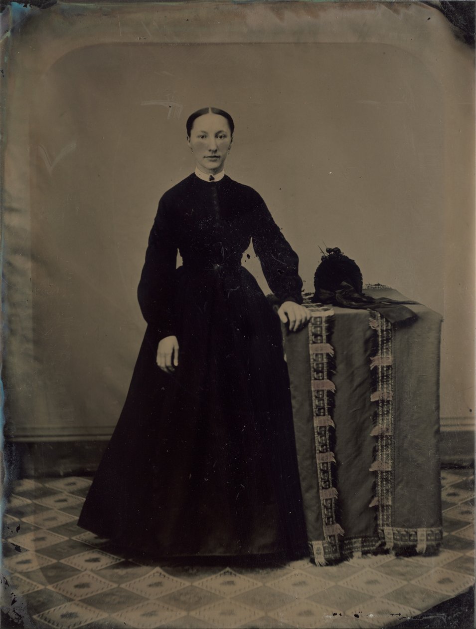 Retrato de uma viúva da guerra civil de American 19th Century