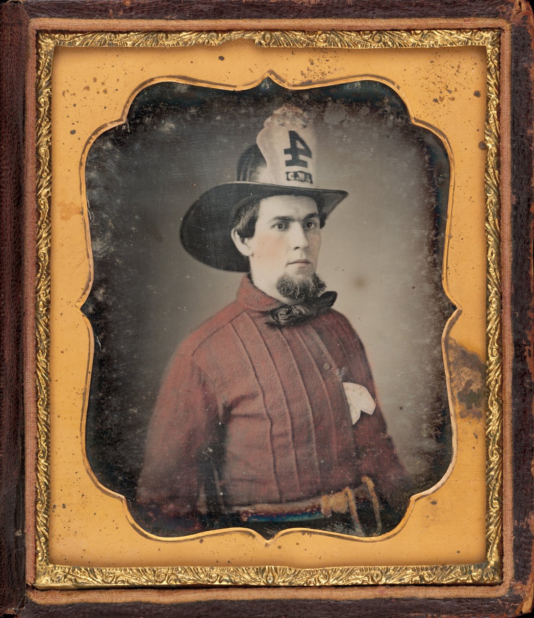 Retrato de um bombeiro de American 19th Century