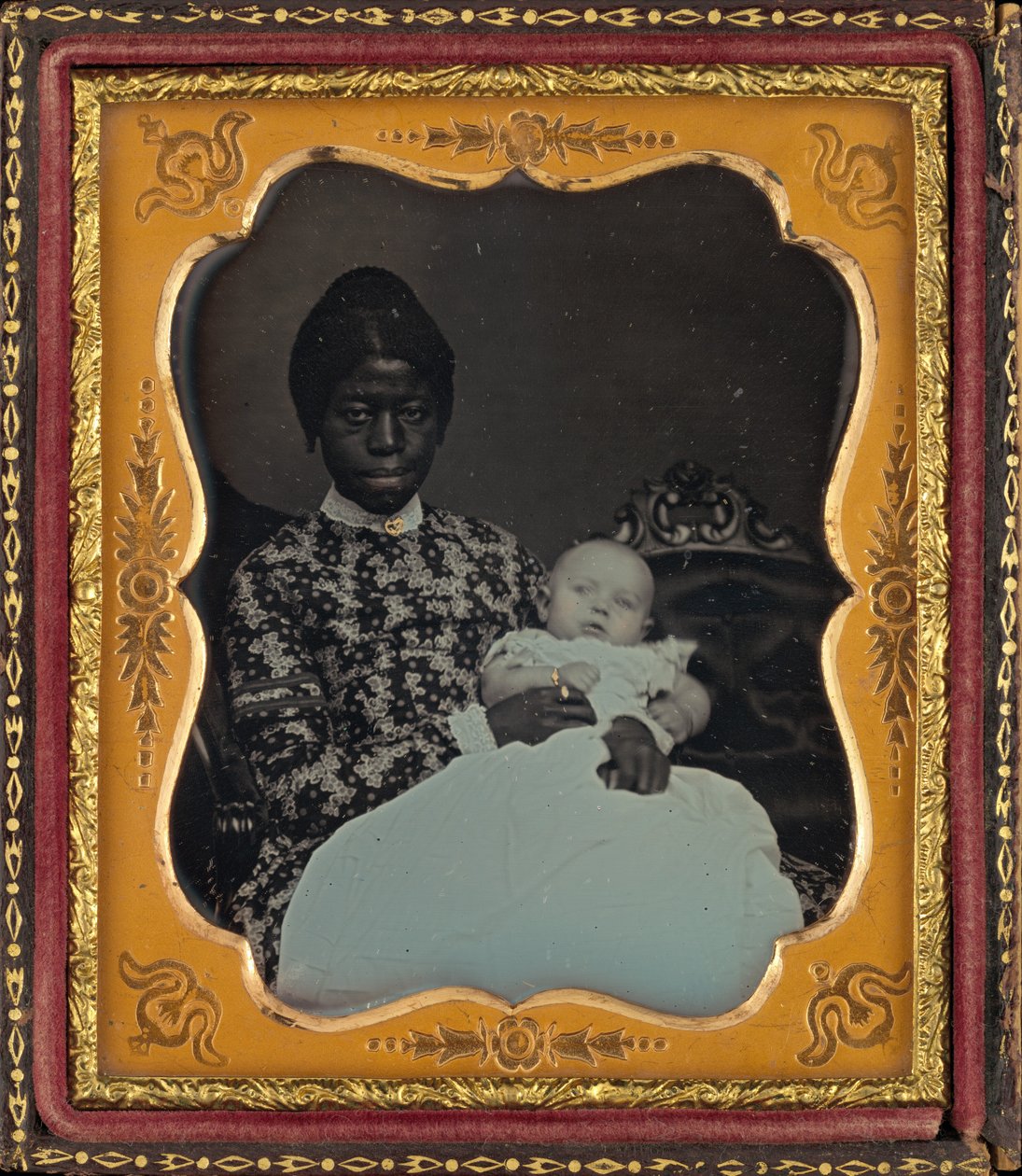 Retrato de uma mulher e um bebê de American 19th Century