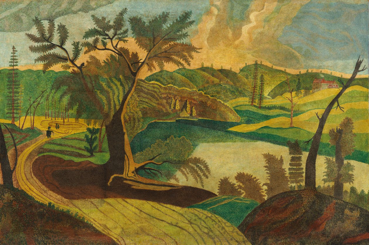 Paisagem estilizada de American 19th Century