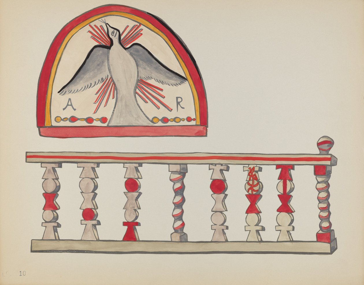 Placa 10: Holy Ghost Lunette & Altar Rail, Chimayo: Do Portfolio "Spanish Colonial Designs of New Mexico" de American 20th Century