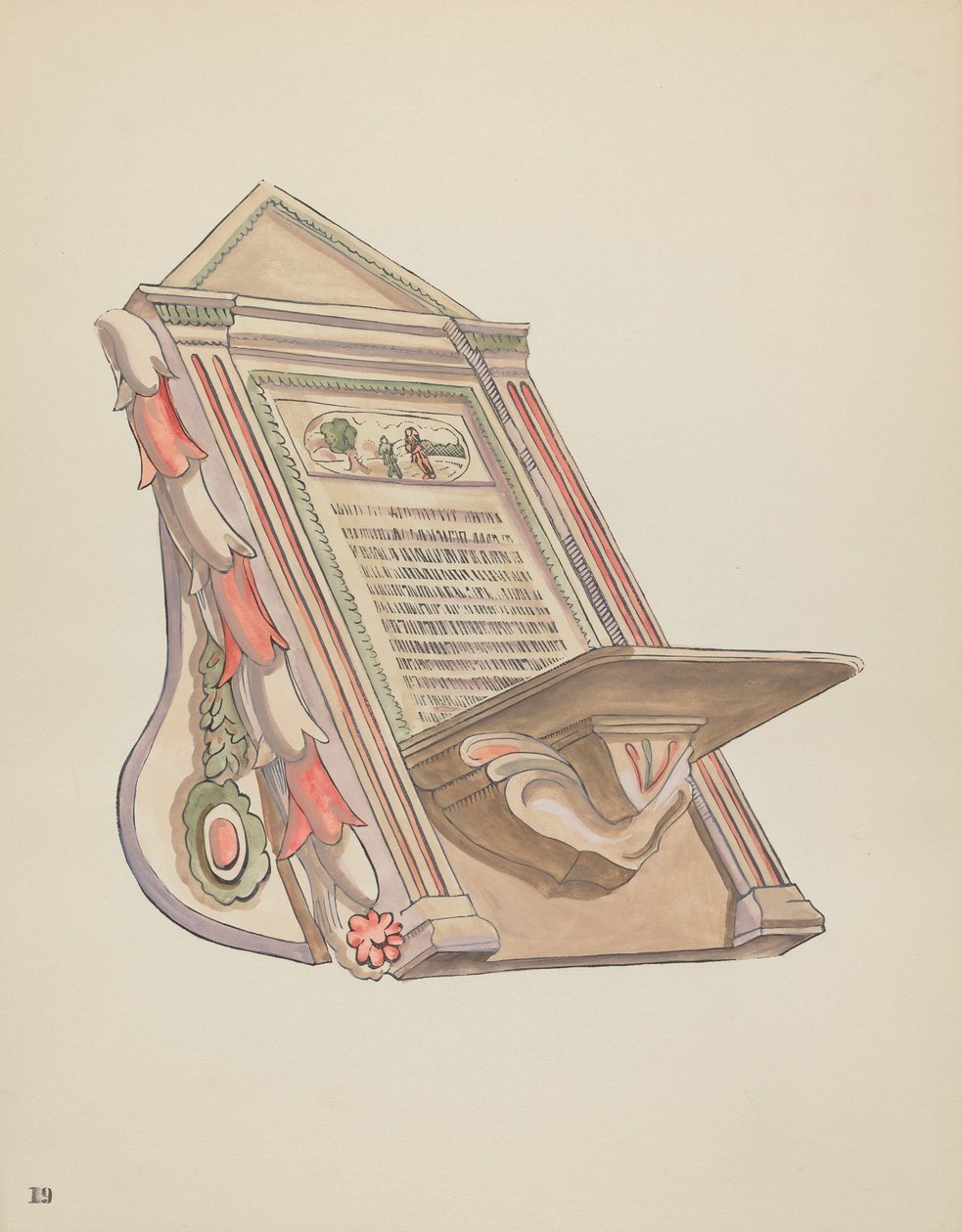 Placa 19: Suporte de Leitura: Do Portfólio "Desenhos Coloniais Espanhóis do Novo México" de American 20th Century