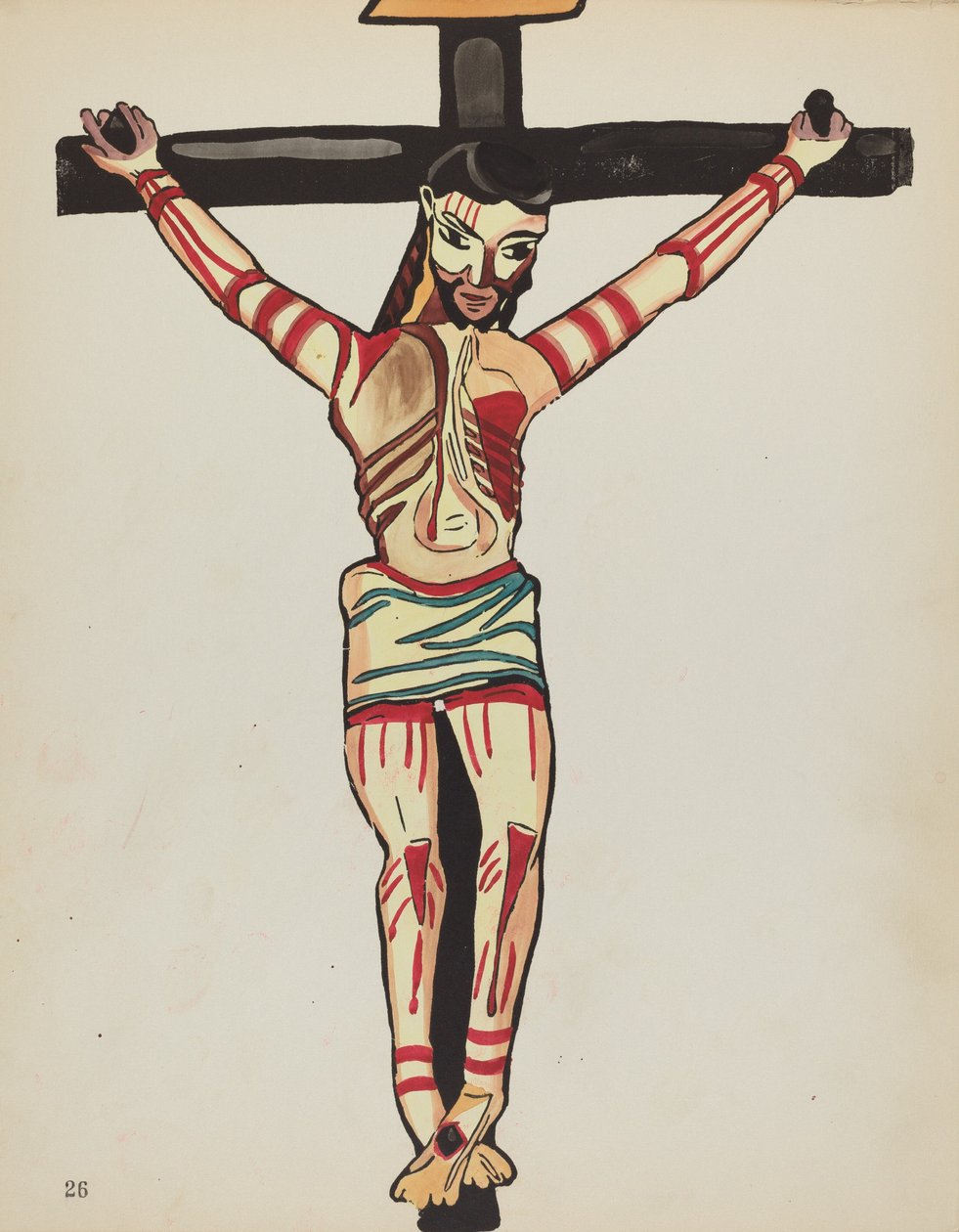 Gravura 26: Cristo Crucificado, Taos: Do Portfólio "Desenhos Coloniais Espanhóis do Novo México" de American 20th Century