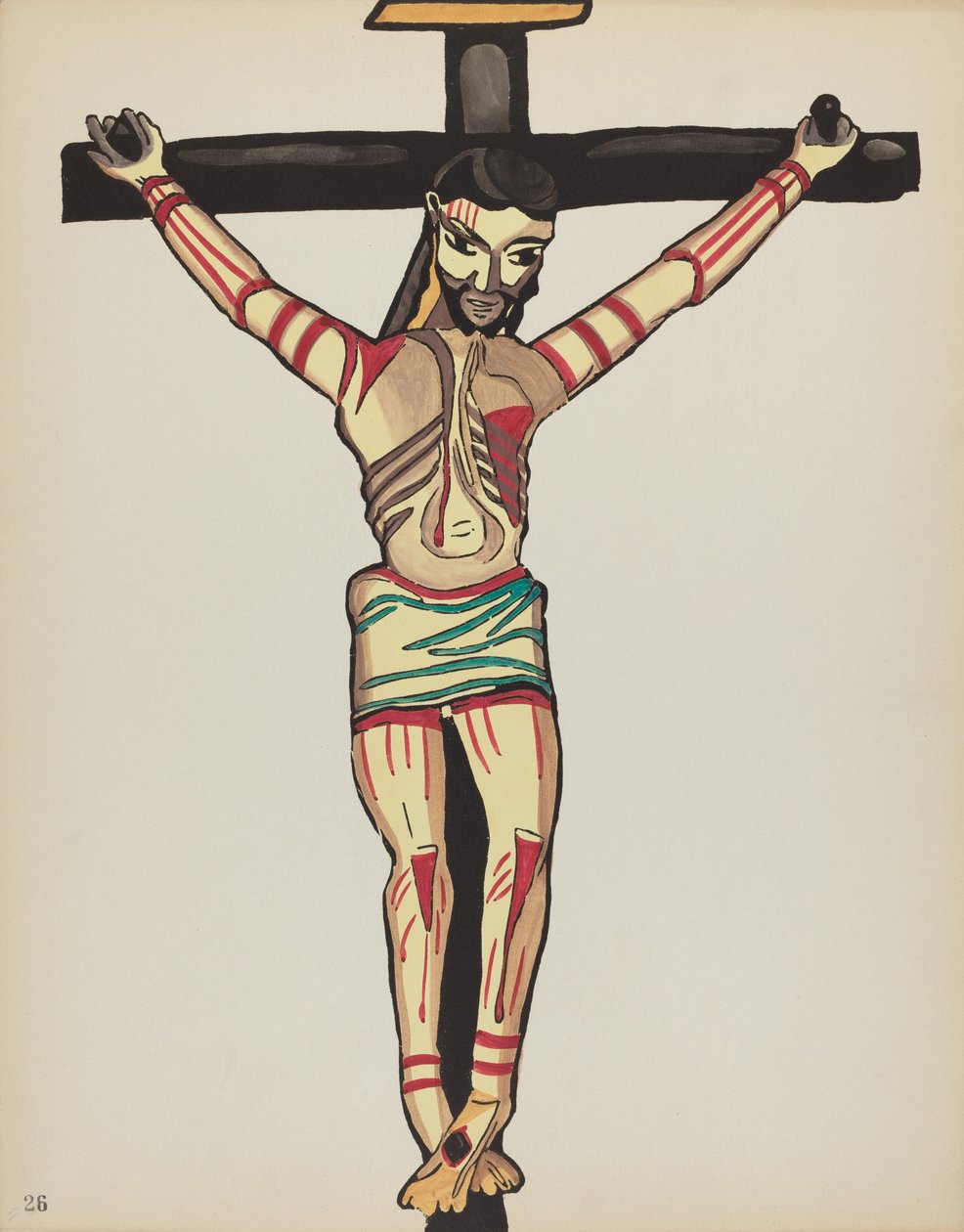 Gravura 26: Cristo Crucificado, Taos: Do Portfólio "Desenhos Coloniais Espanhóis do Novo México" de American 20th Century
