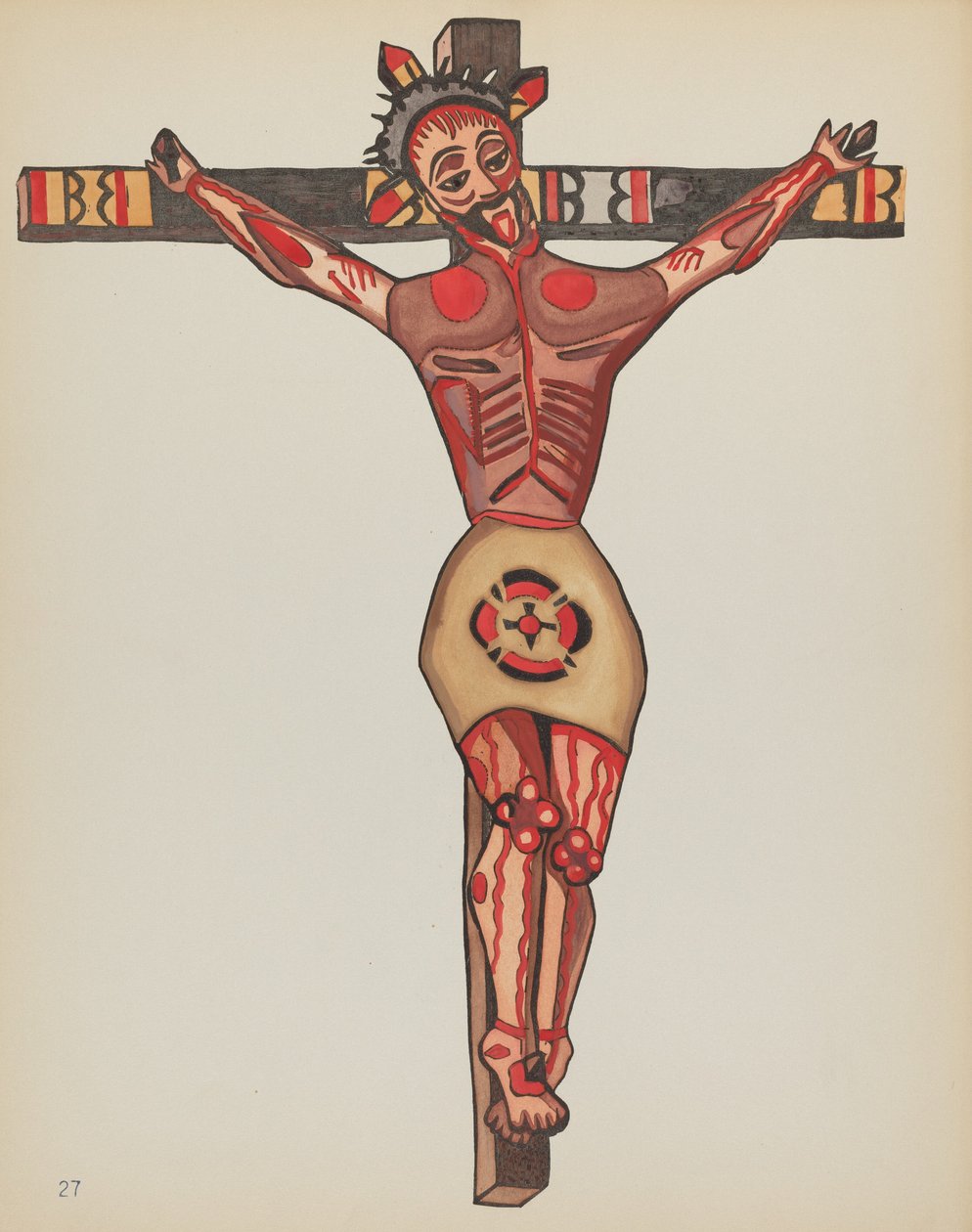 Gravura 27: Cristo Crucificado: Do Portfólio "Projetos Coloniais Espanhóis do Novo México" de American 20th Century