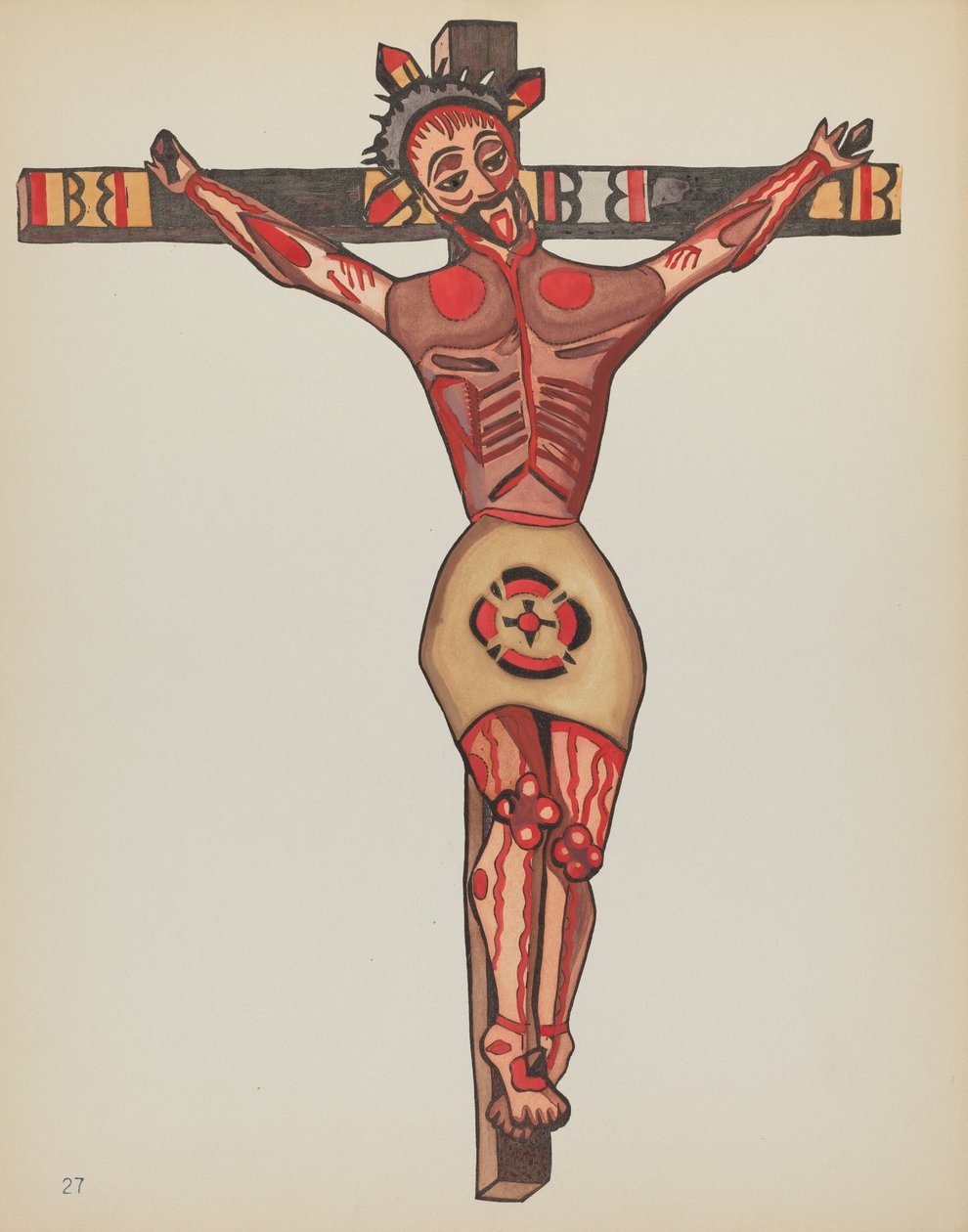 Gravura 27: Cristo Crucificado: Do Portfólio "Projetos Coloniais Espanhóis do Novo México" de American 20th Century