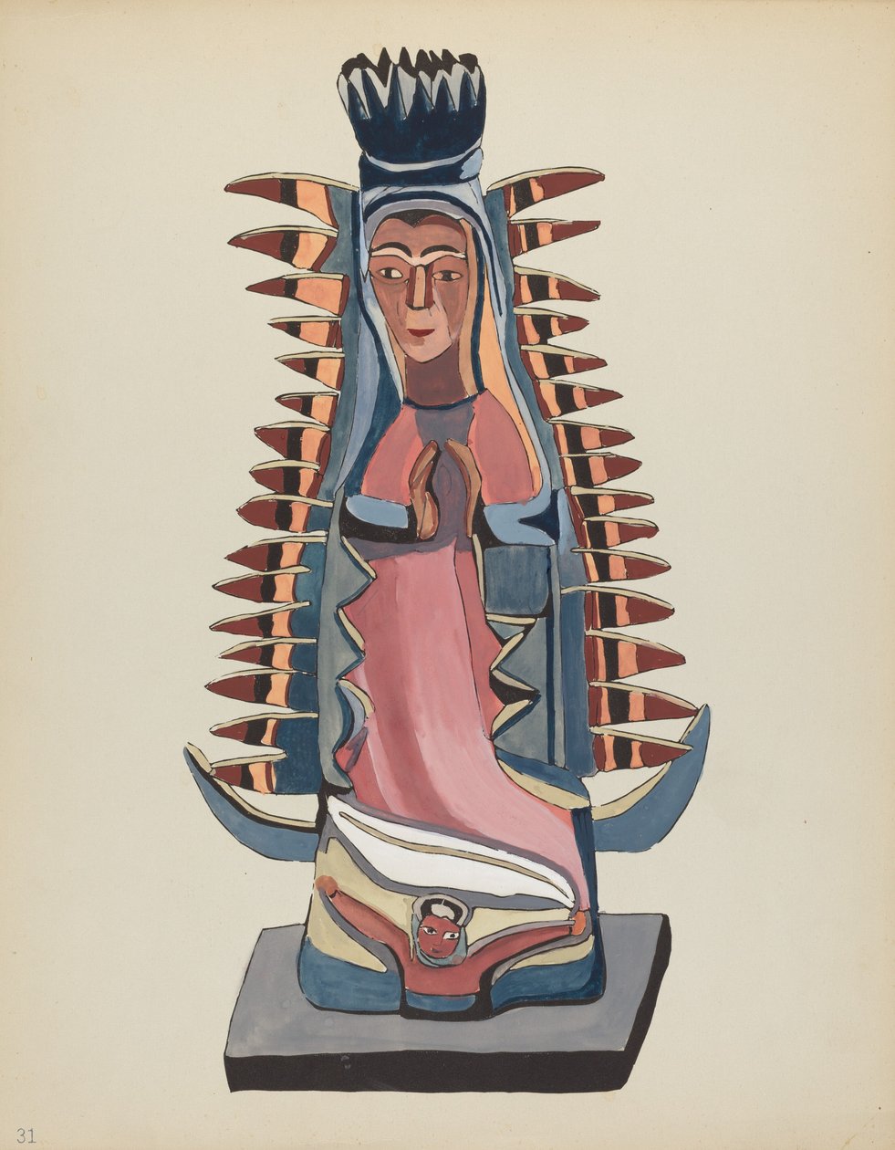 Gravura 31: Nossa Senhora de Guadalupe: Do Portfólio "Desenhos Coloniais Espanhóis do Novo México" de American 20th Century