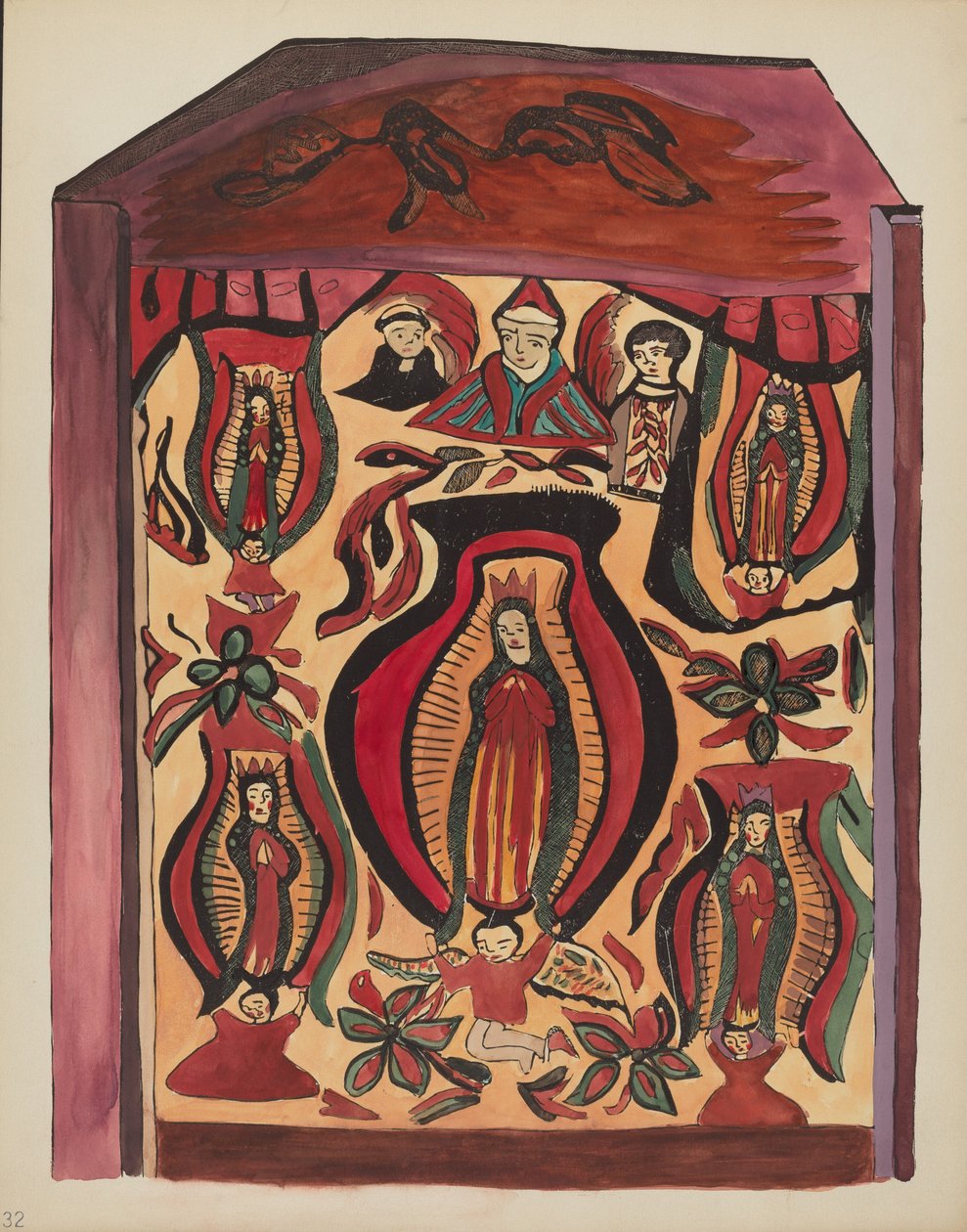 Gravura 32: Nossa Senhora de Guadalupe: Do Portfólio "Desenhos Coloniais Espanhóis do Novo México" de American 20th Century