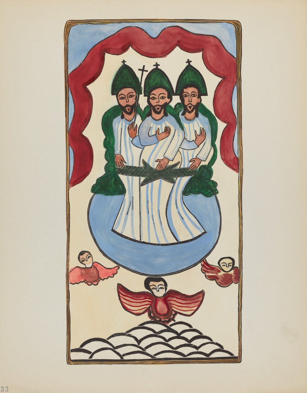 Gravura 33: A Santíssima Trindade: Do Portfólio "Desenhos Coloniais Espanhóis do Novo México" de American 20th Century