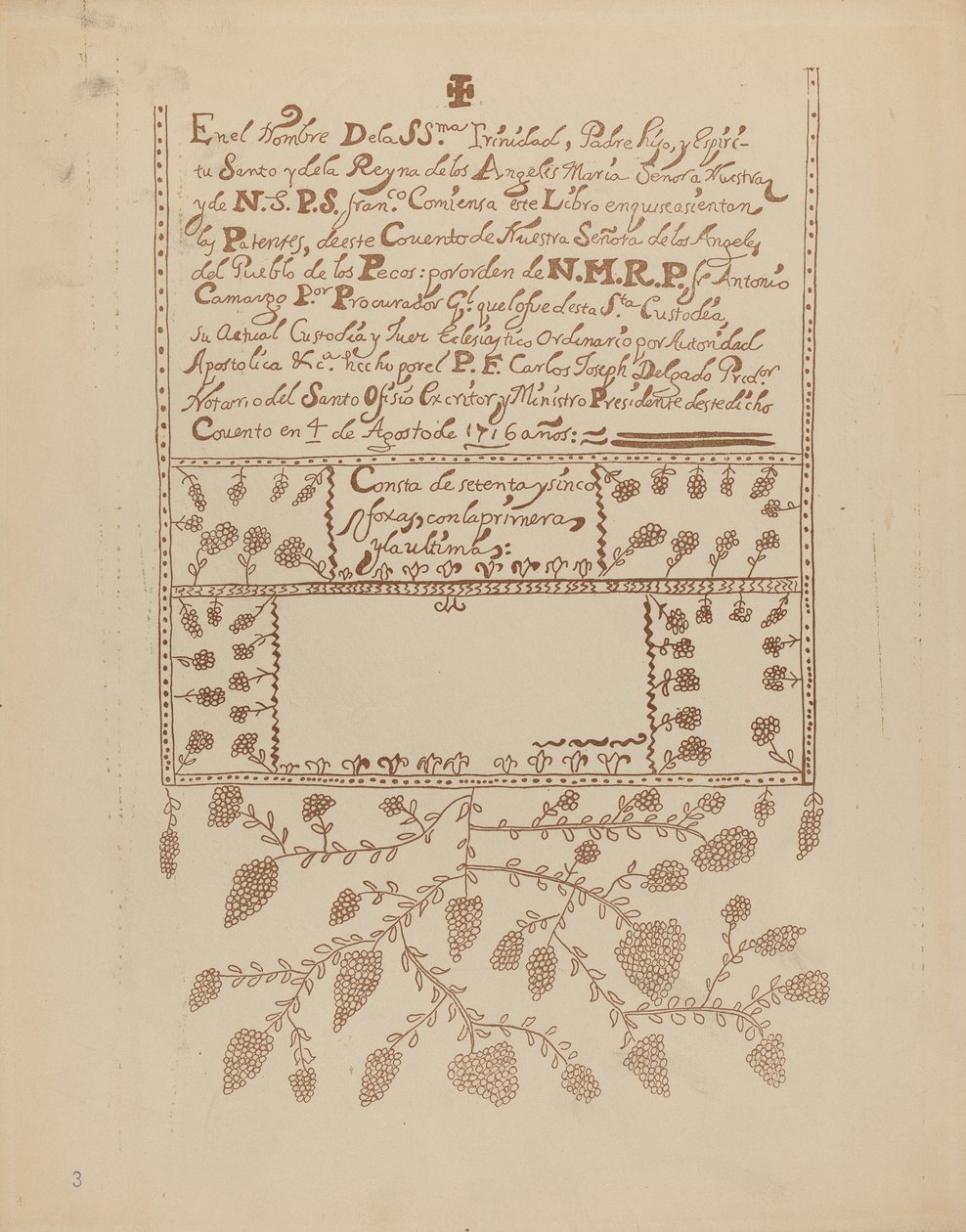 Placa 3: Livro de Visitas de Pecos: Do Portfólio "Desenhos Coloniais Espanhóis do Novo México" de American 20th Century
