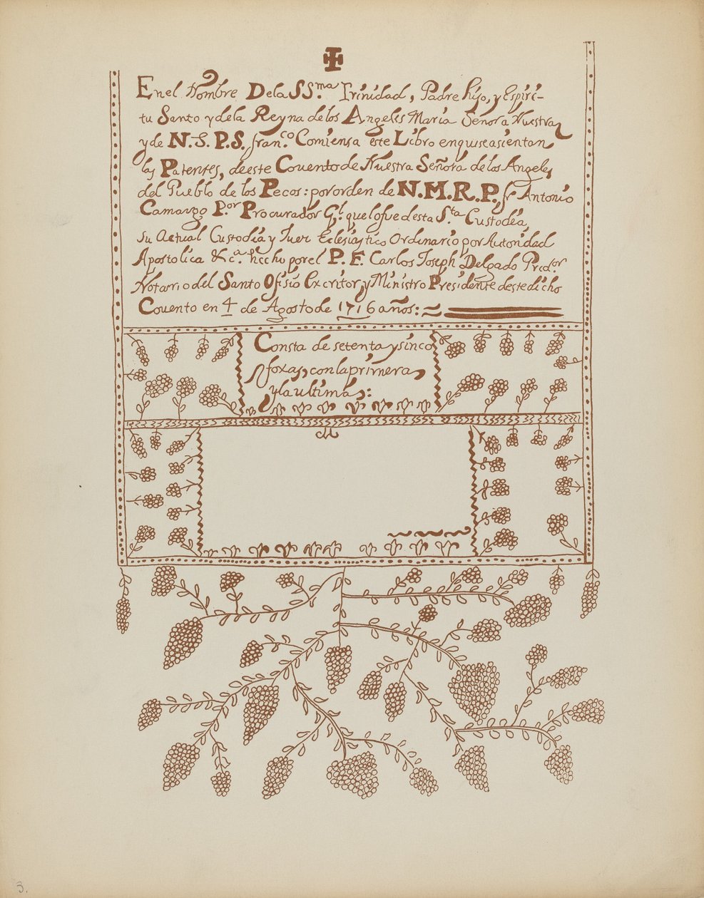 Placa 3: Livro de Visitas de Pecos: Do Portfólio "Desenhos Coloniais Espanhóis do Novo México" de American 20th Century