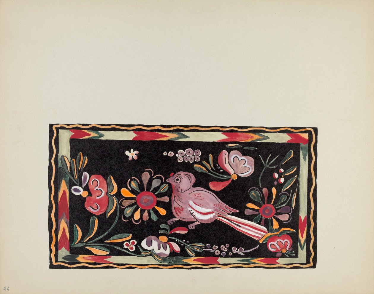 Ilustração 44: Design de baú pintado: do portfólio "Desenhos coloniais espanhóis do Novo México" de American 20th Century