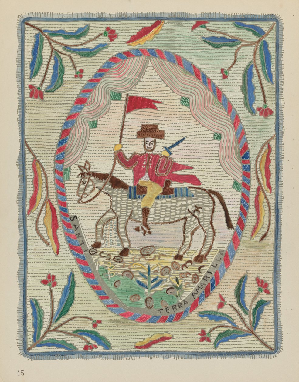 Gravura 45: Colcha Bordada (St. James): Do Portfólio "Desenhos Coloniais Espanhóis do Novo México" de American 20th Century