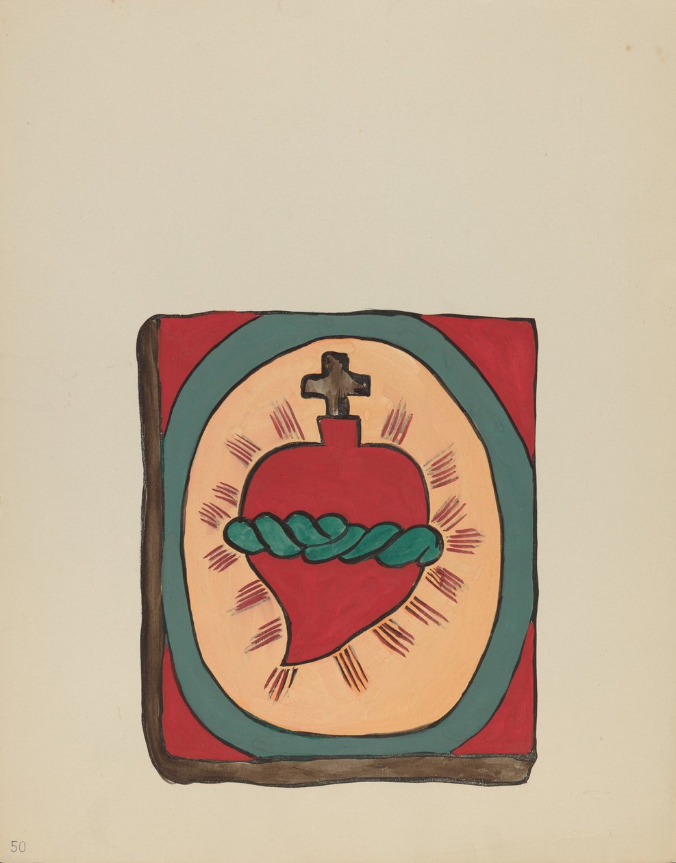 Gravura 50: Sagrado Coração: Do Portfólio "Desenhos Coloniais Espanhóis do Novo México" de American 20th Century