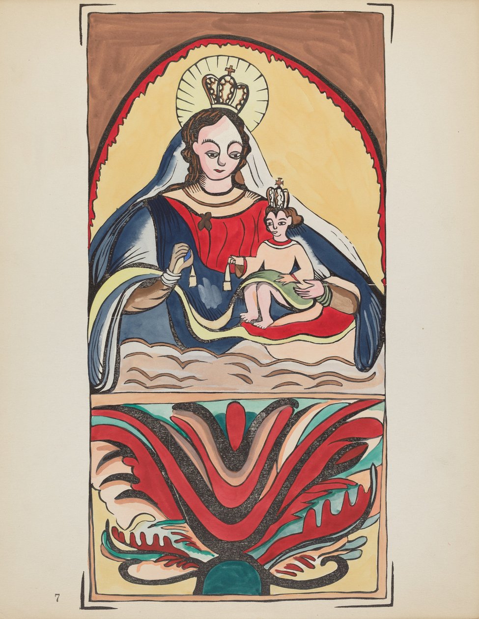 Gravura 7: Nossa Senhora do Monte Carmelo: Do Portfólio "Desenhos Coloniais Espanhóis do Novo México" de American 20th Century