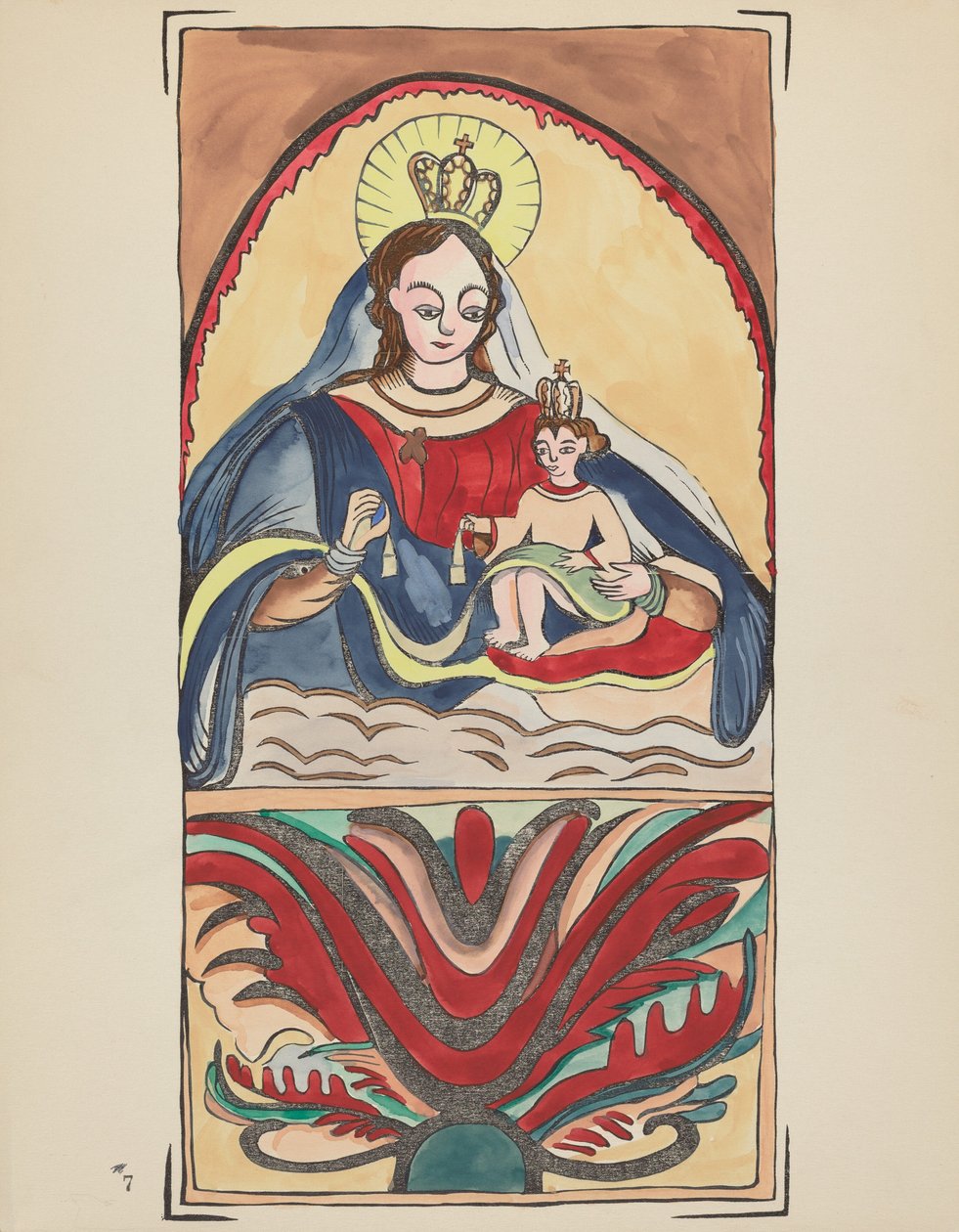 Gravura 7: Nossa Senhora do Monte Carmelo: Do Portfólio "Desenhos Coloniais Espanhóis do Novo México" de American 20th Century