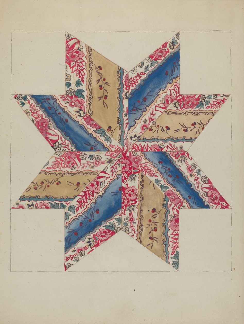 Aplique de colcha (estrelas) de American 20th Century