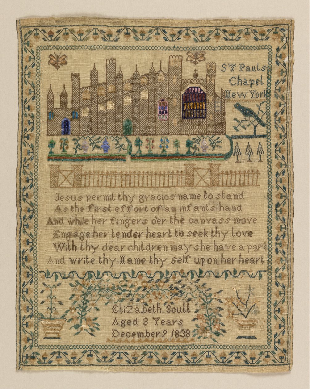 Sampler de American Elizabeth Scull