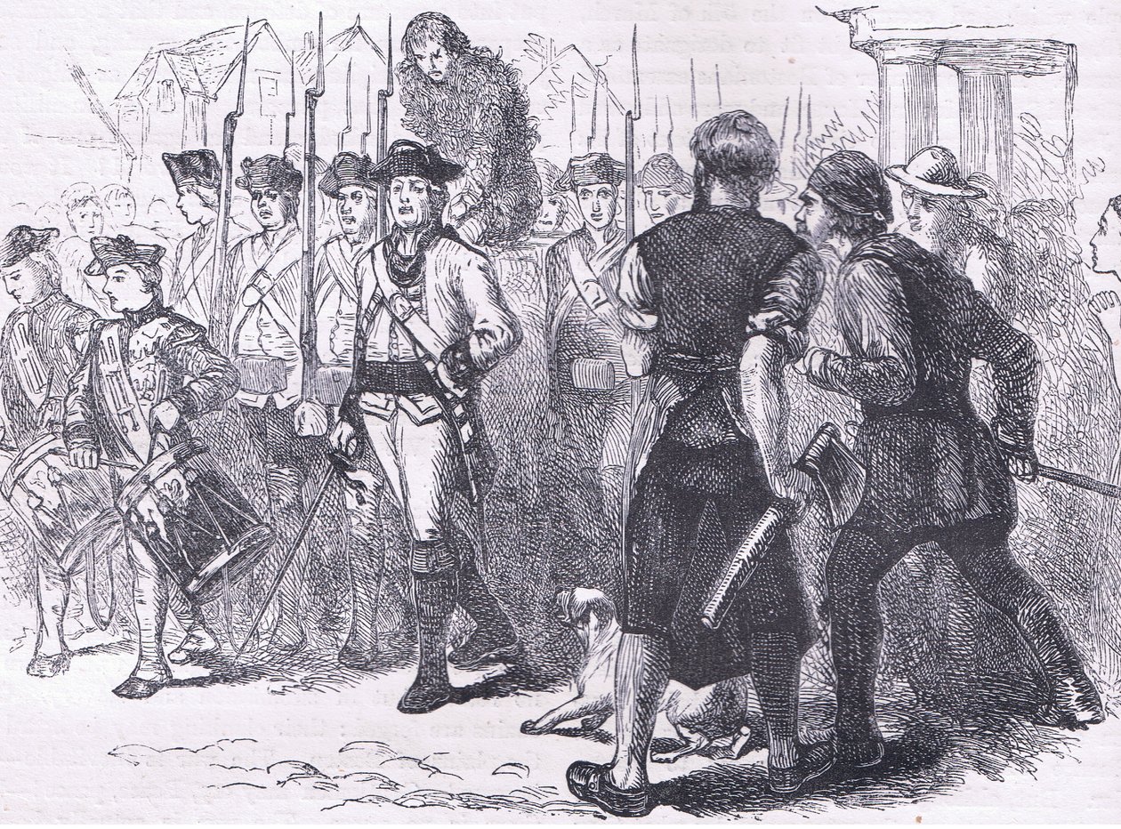Uma ilustração de Cassell History of the United States publicada por Cassell, Petter & Galpin, c.1900 (litho) de American English school